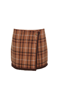 Jodi Mini Skirt in Camel Check
