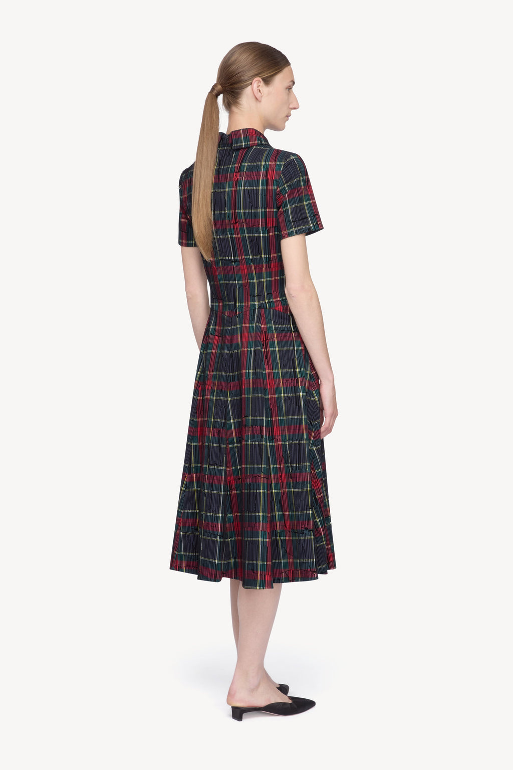 Jody Dress in Red & Green Flocked Check
