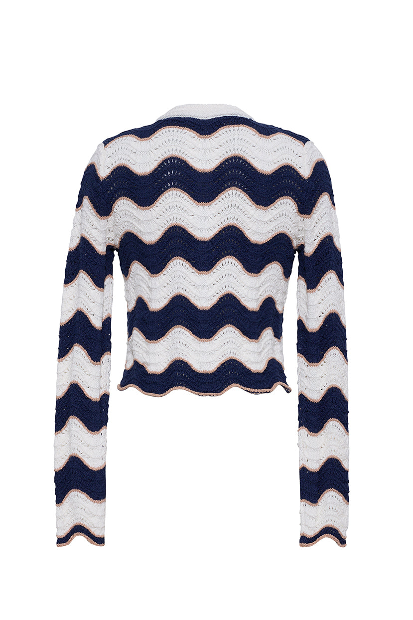 Jolene Cardigan in Wave Stripe Crochet