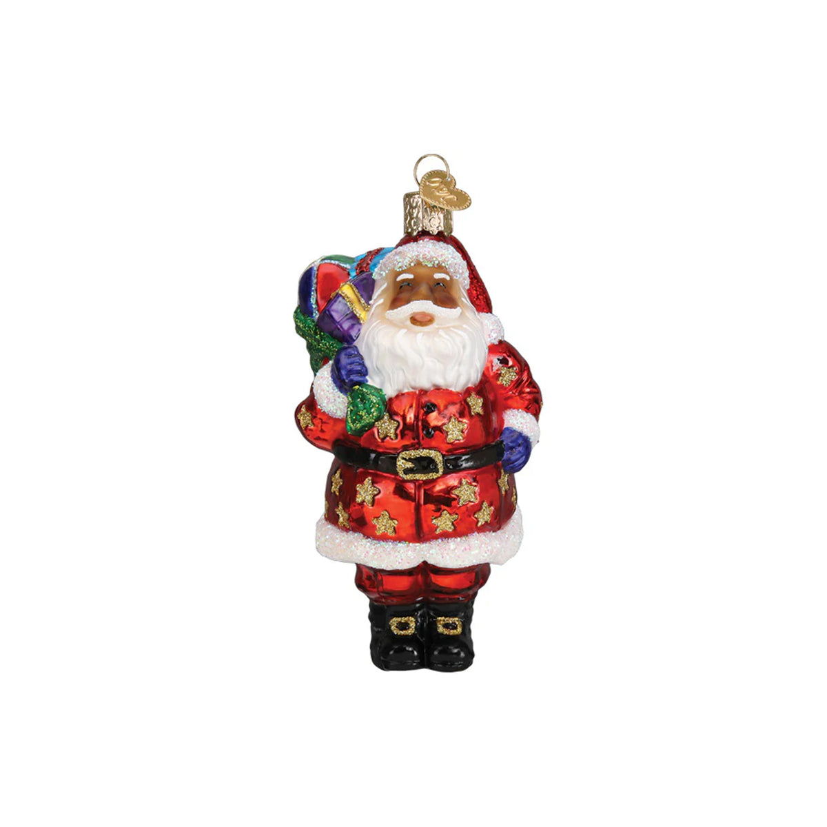 Jolly African American Santa Ornament
