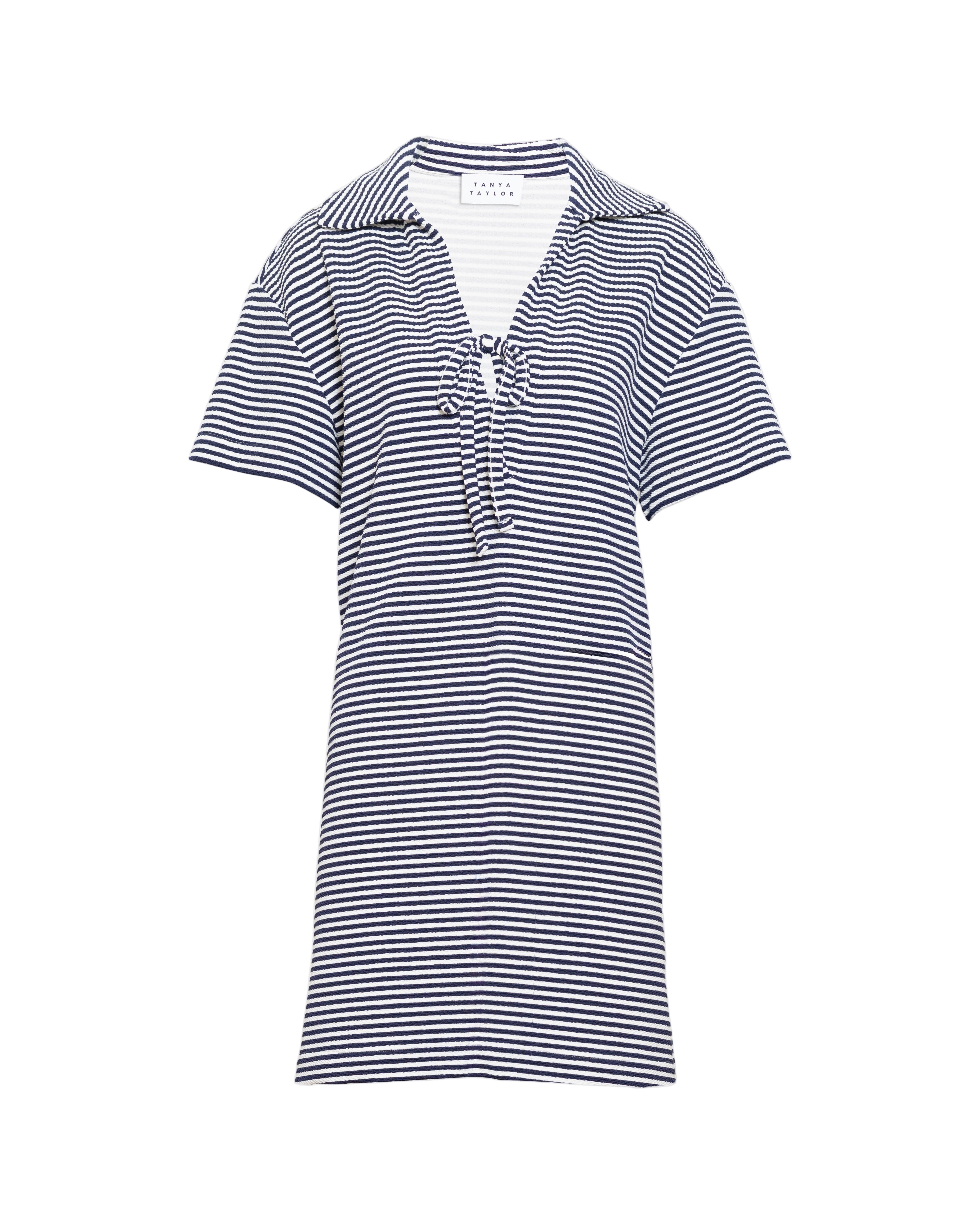 Joni Dress in Maritime Blue & Cream Multi