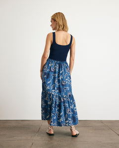 Josephina Dress in Maritime Blue, French Blue, & Cream