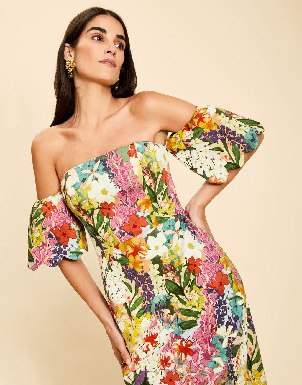 Josephine Convertible Midi Dress in Midnight Meadows