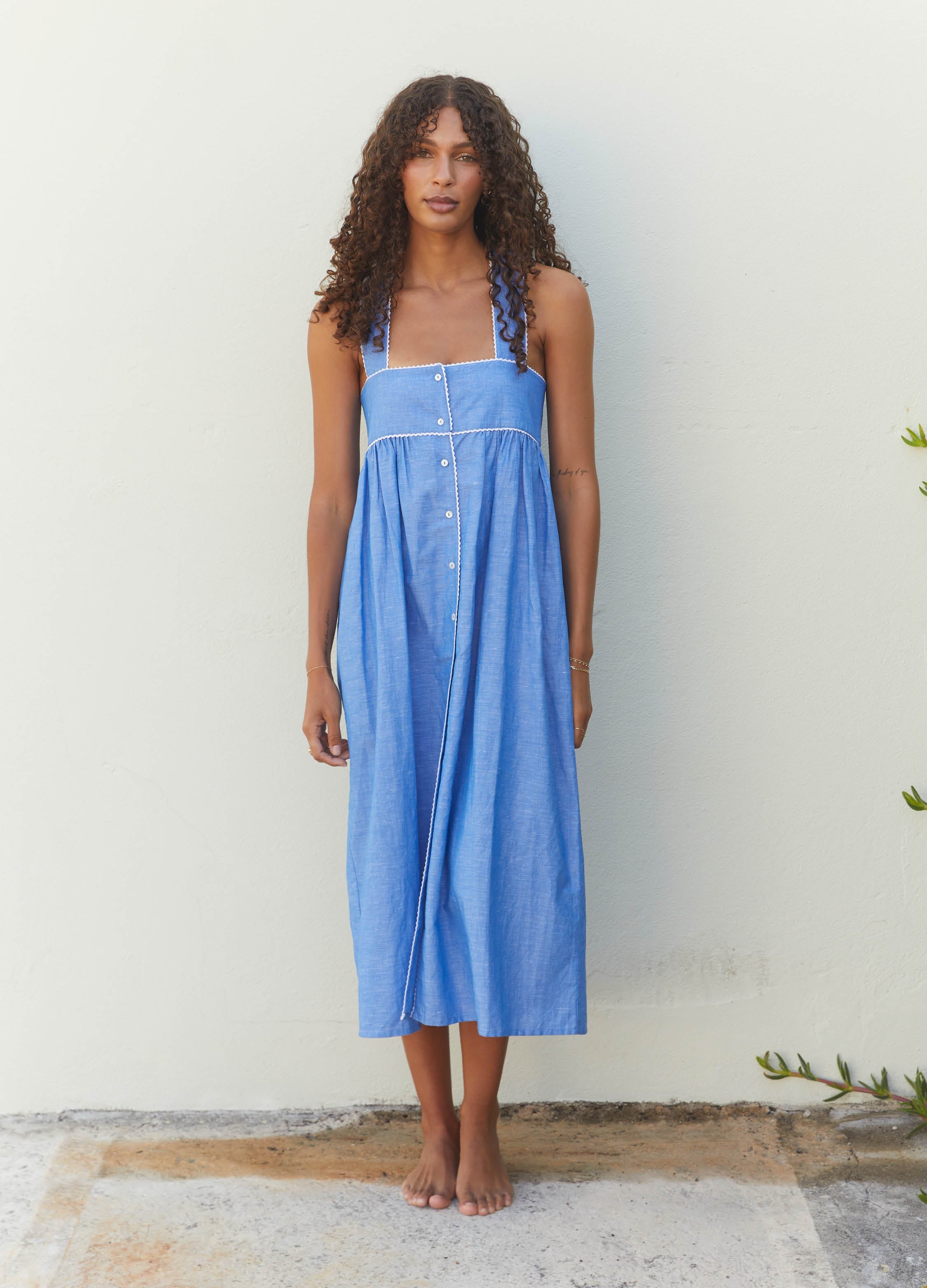 Jossie Blue Linen Nightdress