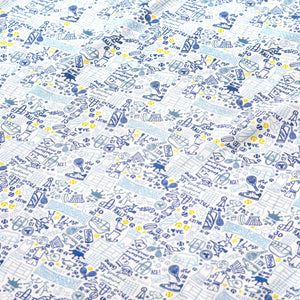 Close-up of Tennis Women’s Button Front Short Pajama Set showcasing its hand-drawn tennis print on Peruvian pima cotton fabric