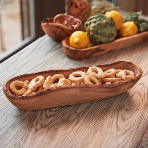 Italian Olivewood Boat Bowl with Live Edge