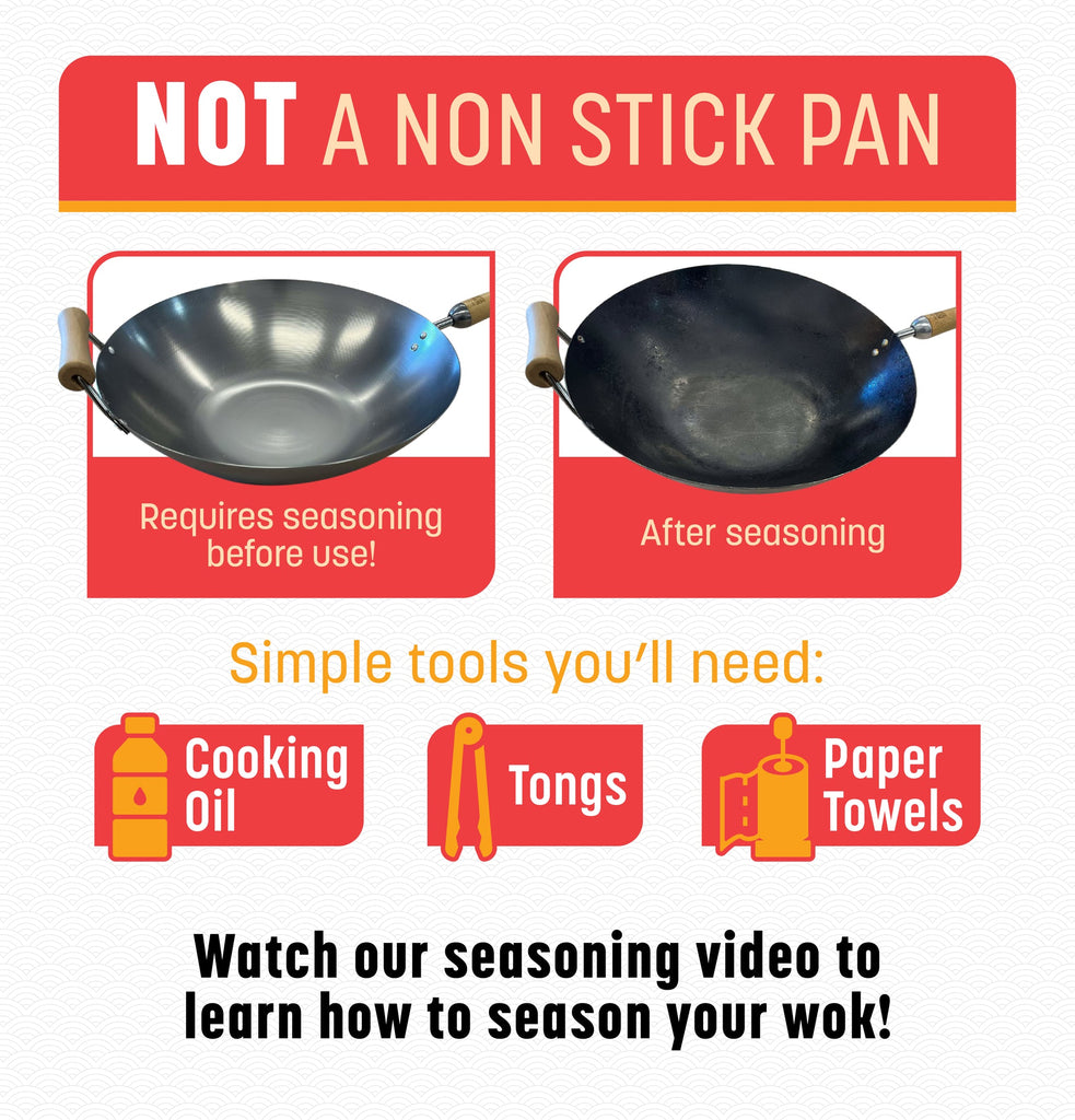 Classic Series Round Bottom Carbon Steel Wok with Birch Handles in Silver