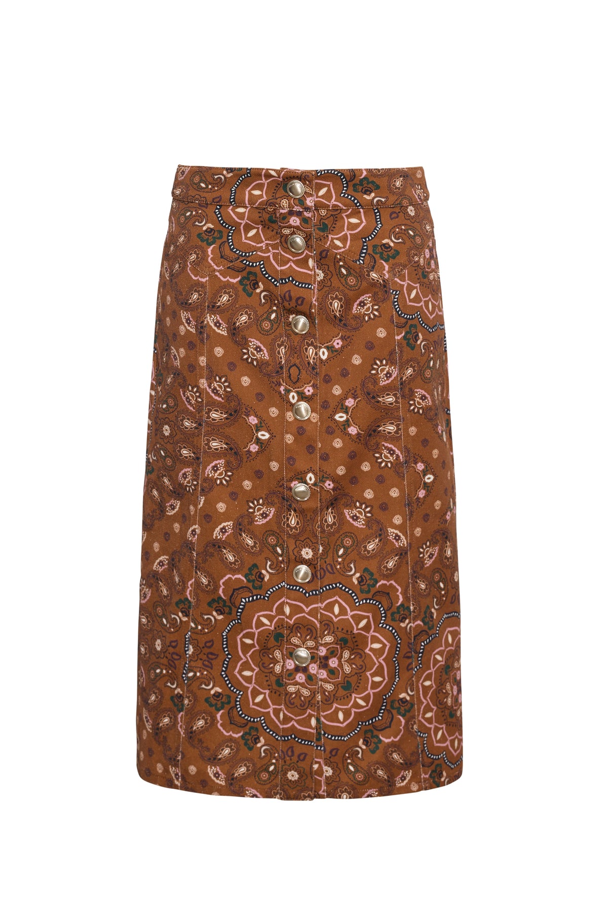 Juniper Midi Skirt in Bandana Camel