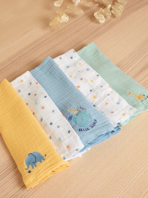 5-Pack Embroidered Muslin Squares