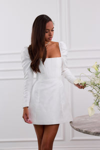 The Kate Dress in White Windsor Brocade
