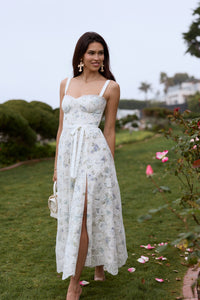 The Kathleen Dress in Blue Watercolor Floral