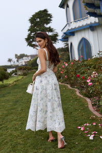 The Kathleen Dress in Blue Watercolor Floral