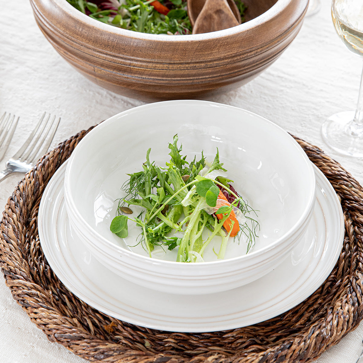 Bilbao Place Setting in Whitewash, Set of 4