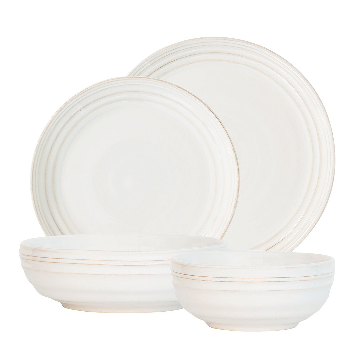 Bilbao Place Setting in Whitewash, Set of 4