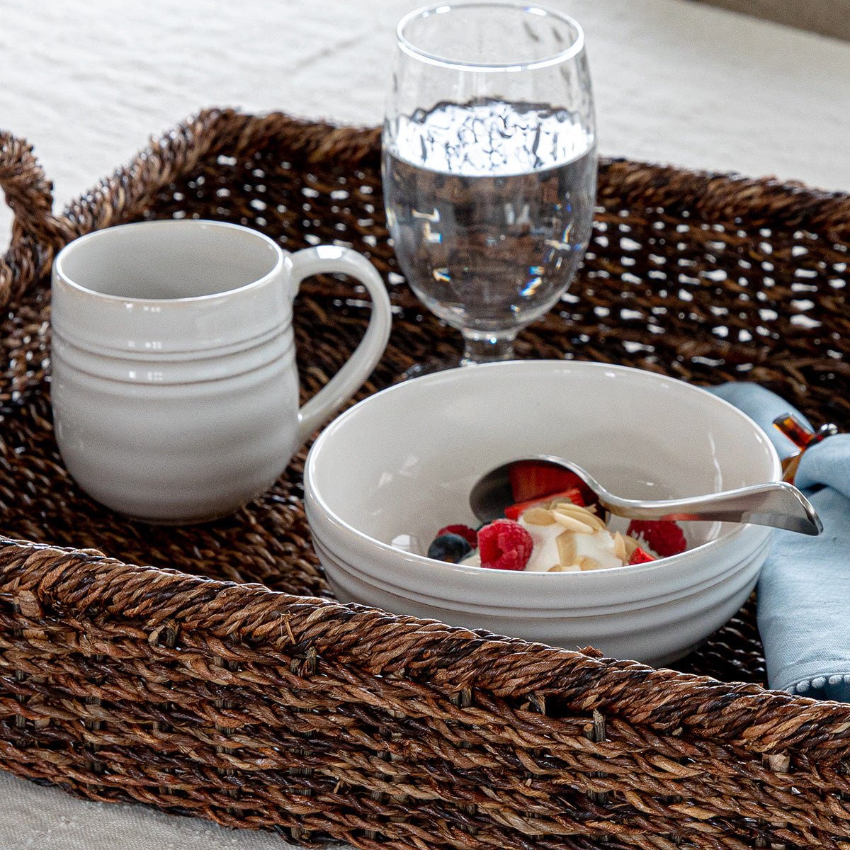 Bilbao Place Setting in Whitewash, Set of 4