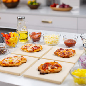 Cordierite Square Pizza Stone in Beige, Set of 4