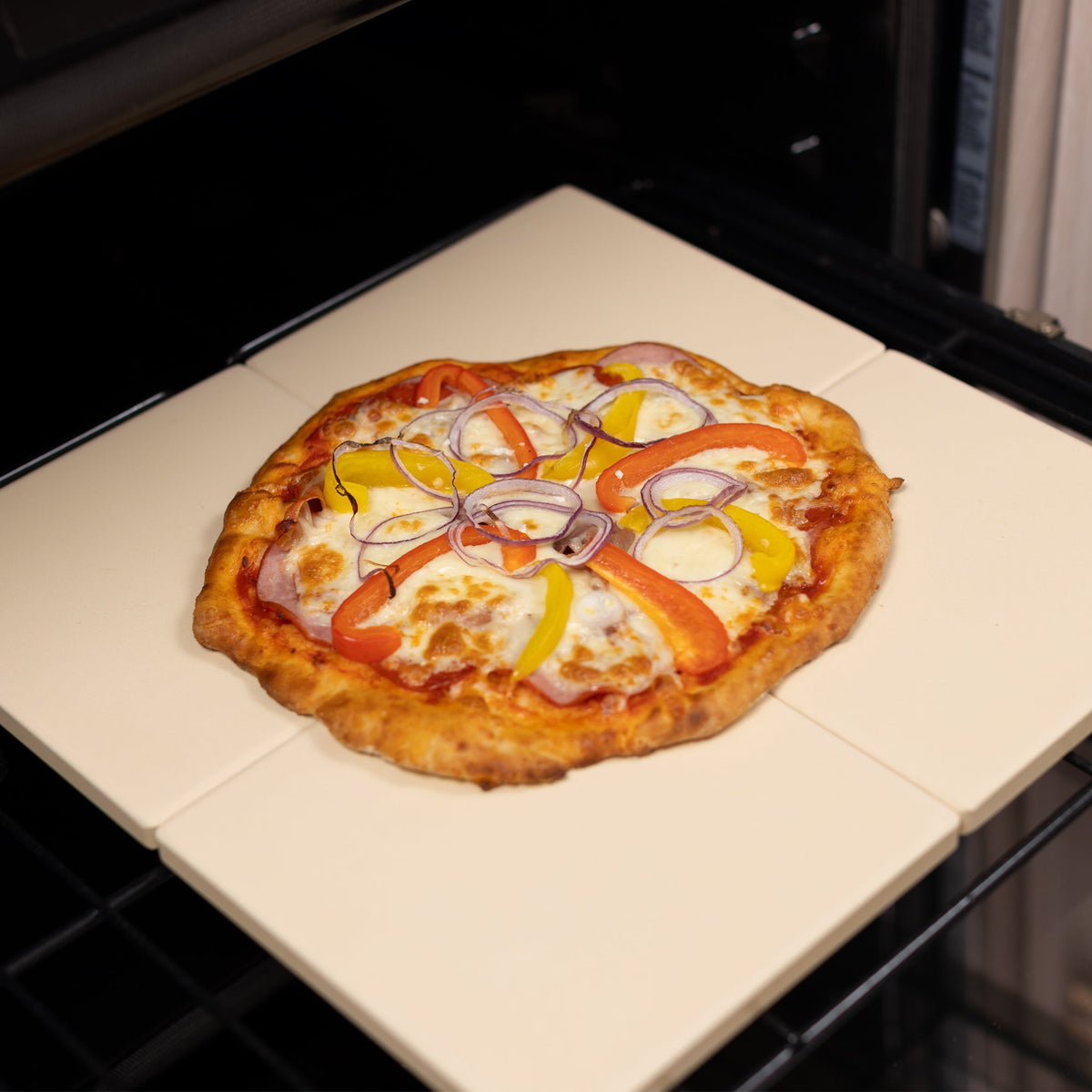 Cordierite Square Pizza Stone in Beige, Set of 4