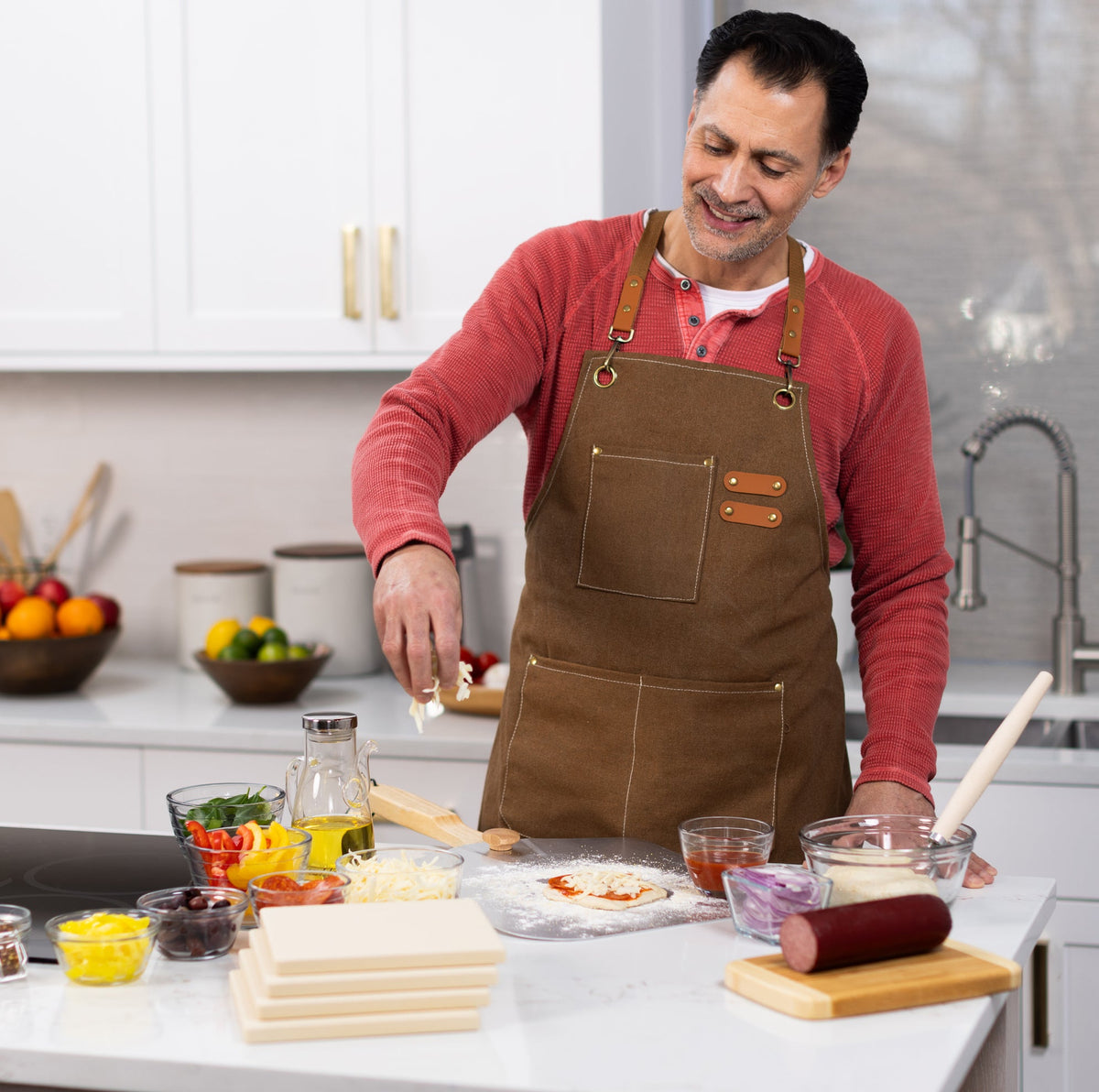 Cordierite Square Pizza Stone in Beige, Set of 4