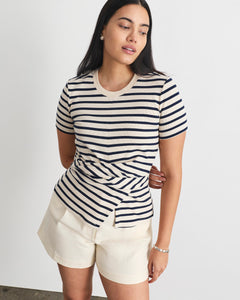 Kelsey Top in Cream/Classic Navy Multi