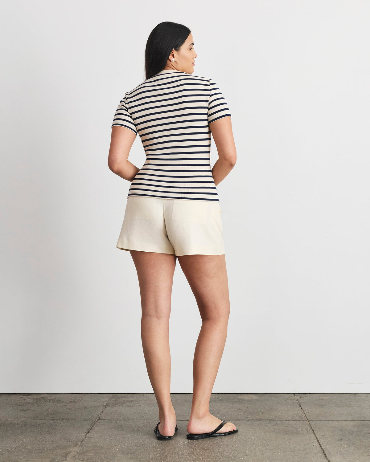 Kelsey Top in Cream/Classic Navy Multi