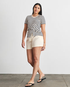 Kelsey Top in Cream/Classic Navy Multi