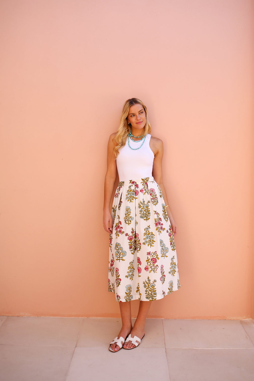 Kensington Skirt in Spring Block Print