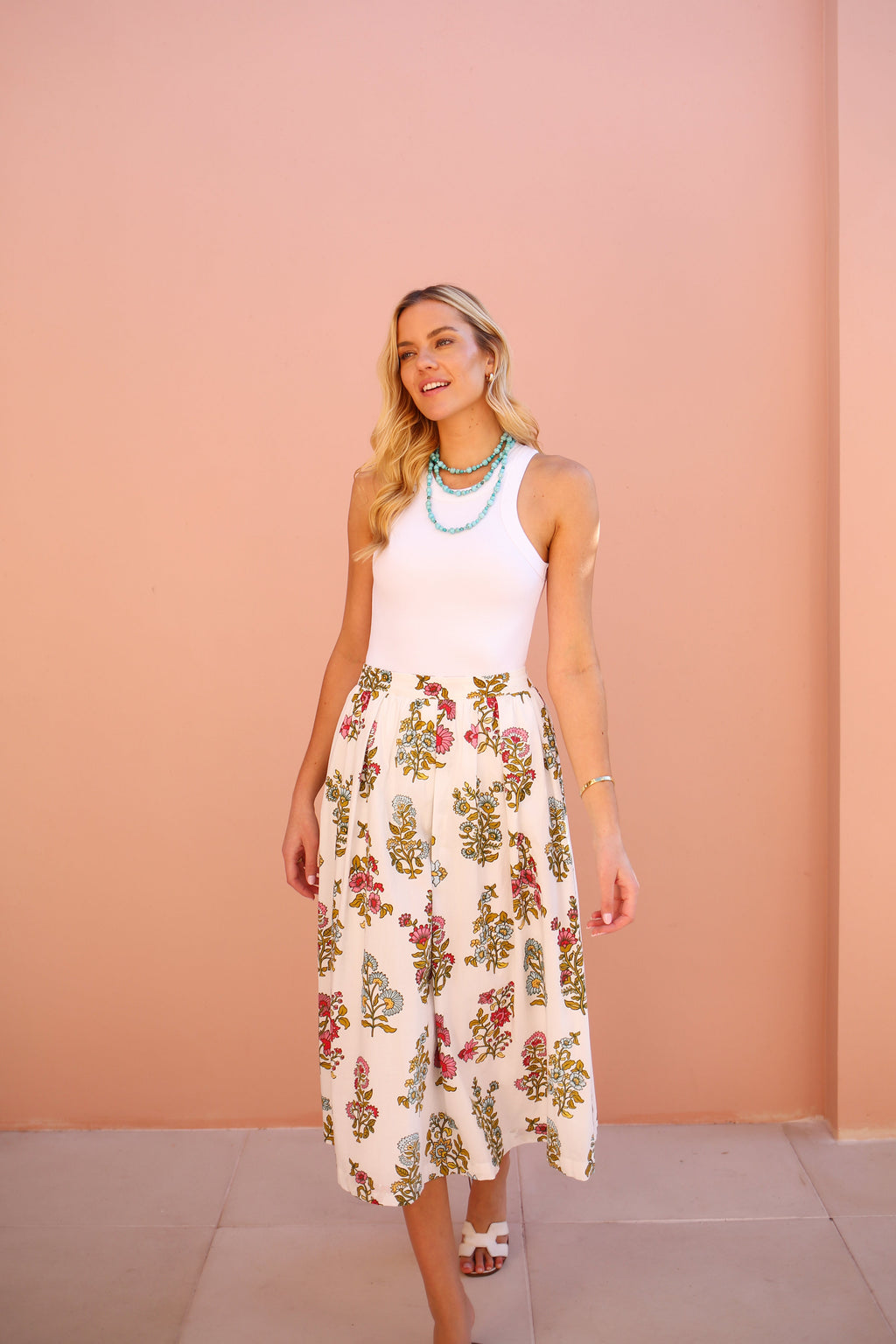 Kensington Skirt in Spring Block Print