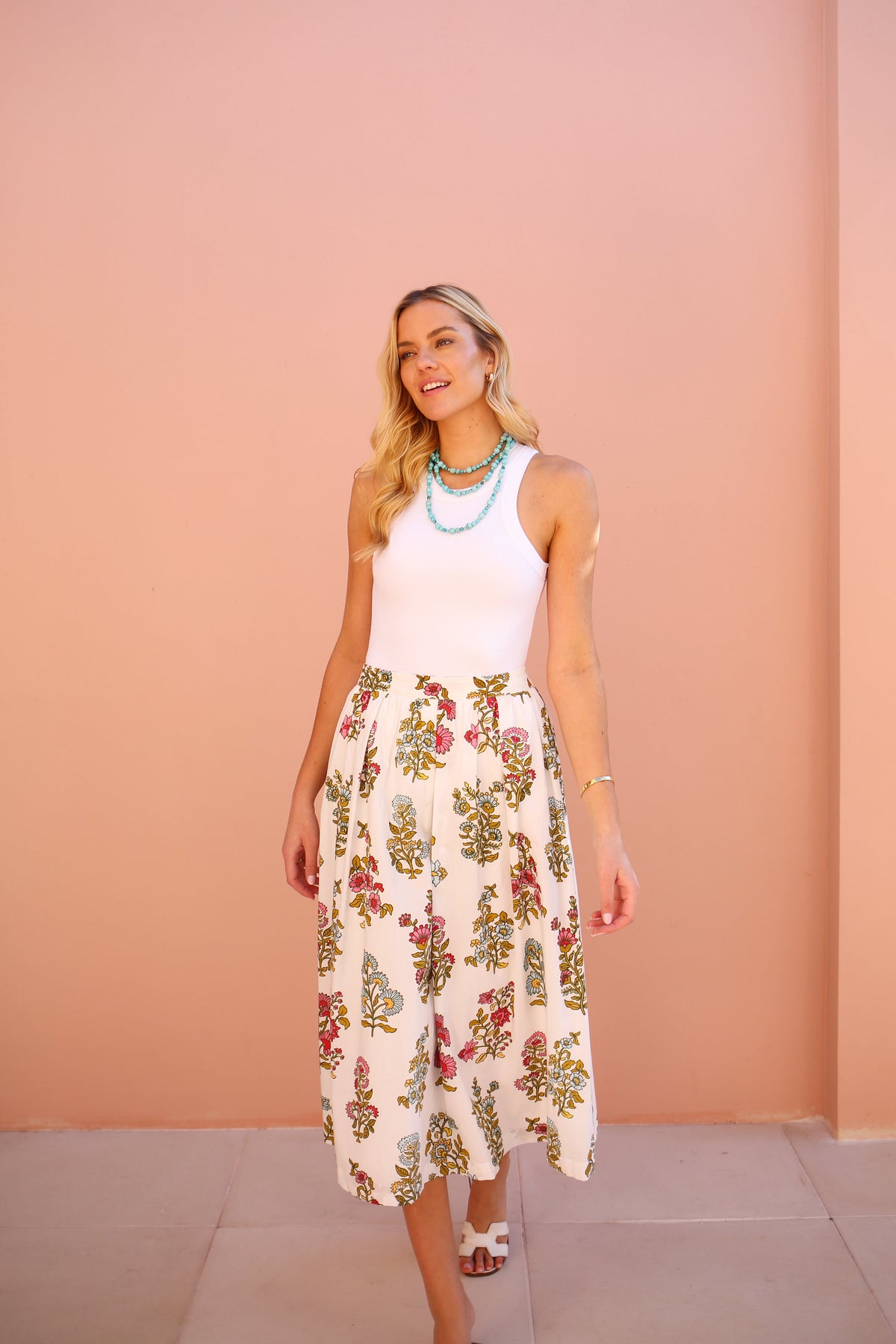 Kensington Skirt in Spring Block Print