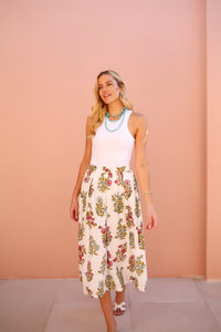 Kensington Skirt in Spring Block Print