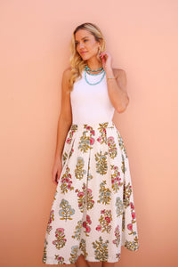 Kensington Skirt in Spring Block Print