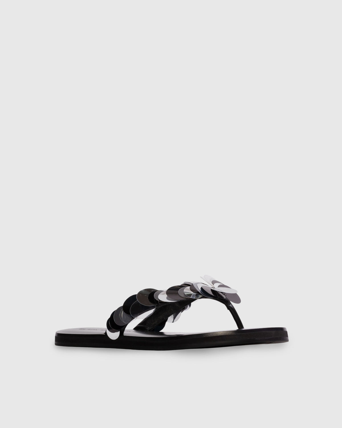 Glw flop Sandal in Black Leather/Paillettes