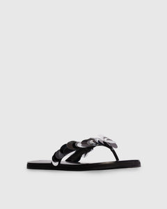 Glw flop Sandal in Black Leather/Paillettes