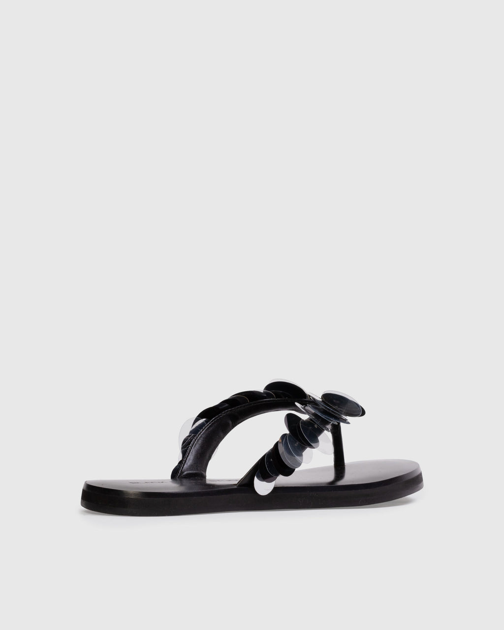Glw flop Sandal in Black Leather/Paillettes