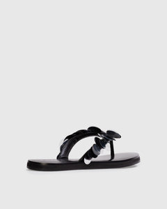 Glw flop Sandal in Black Leather/Paillettes