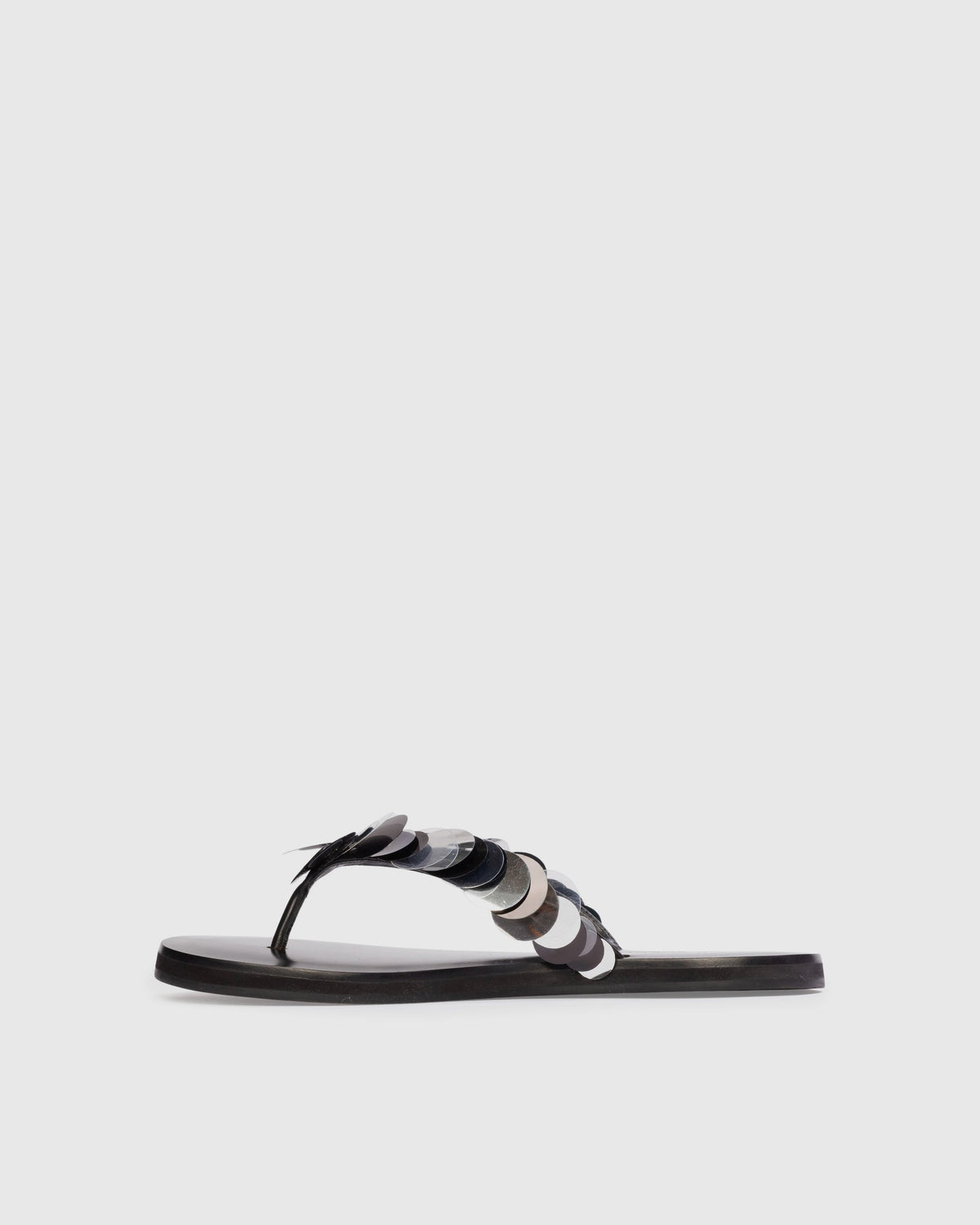Glw flop Sandal in Black Leather/Paillettes