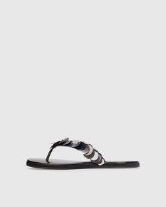 Glw flop Sandal in Black Leather/Paillettes