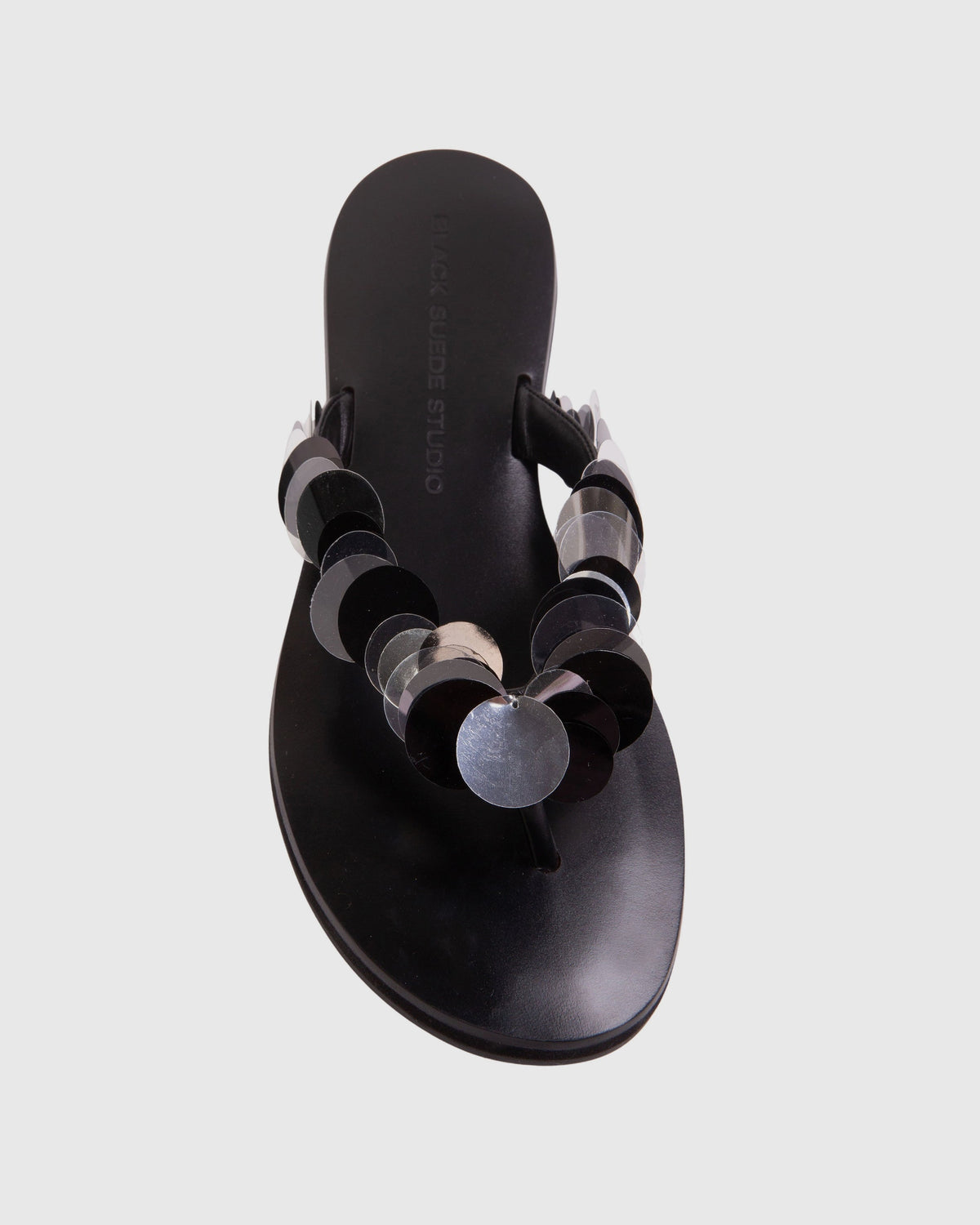 Glw flop Sandal in Black Leather/Paillettes