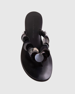 Glw flop Sandal in Black Leather/Paillettes