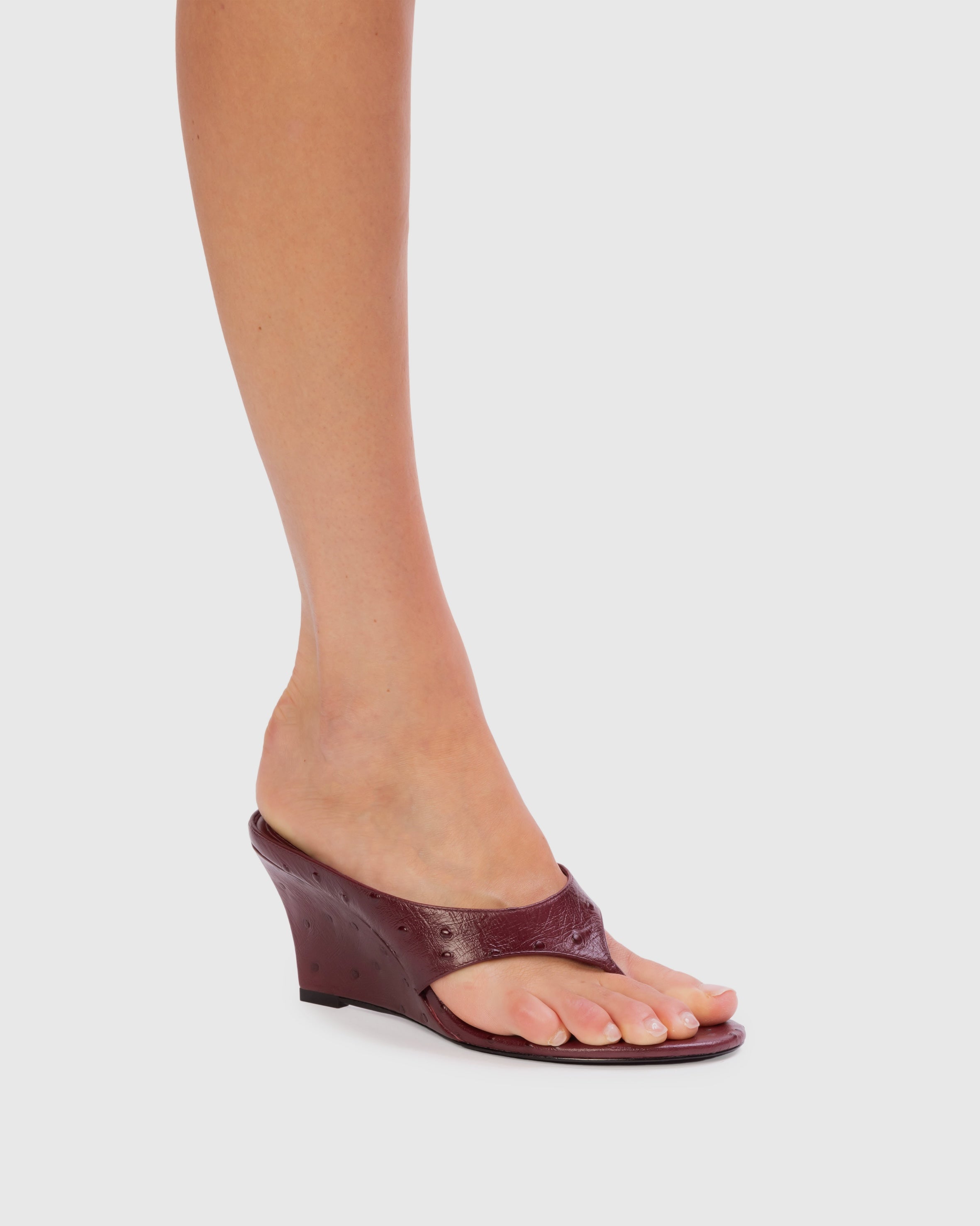 Mac 70 Mule in Ruby Ostrich Leather