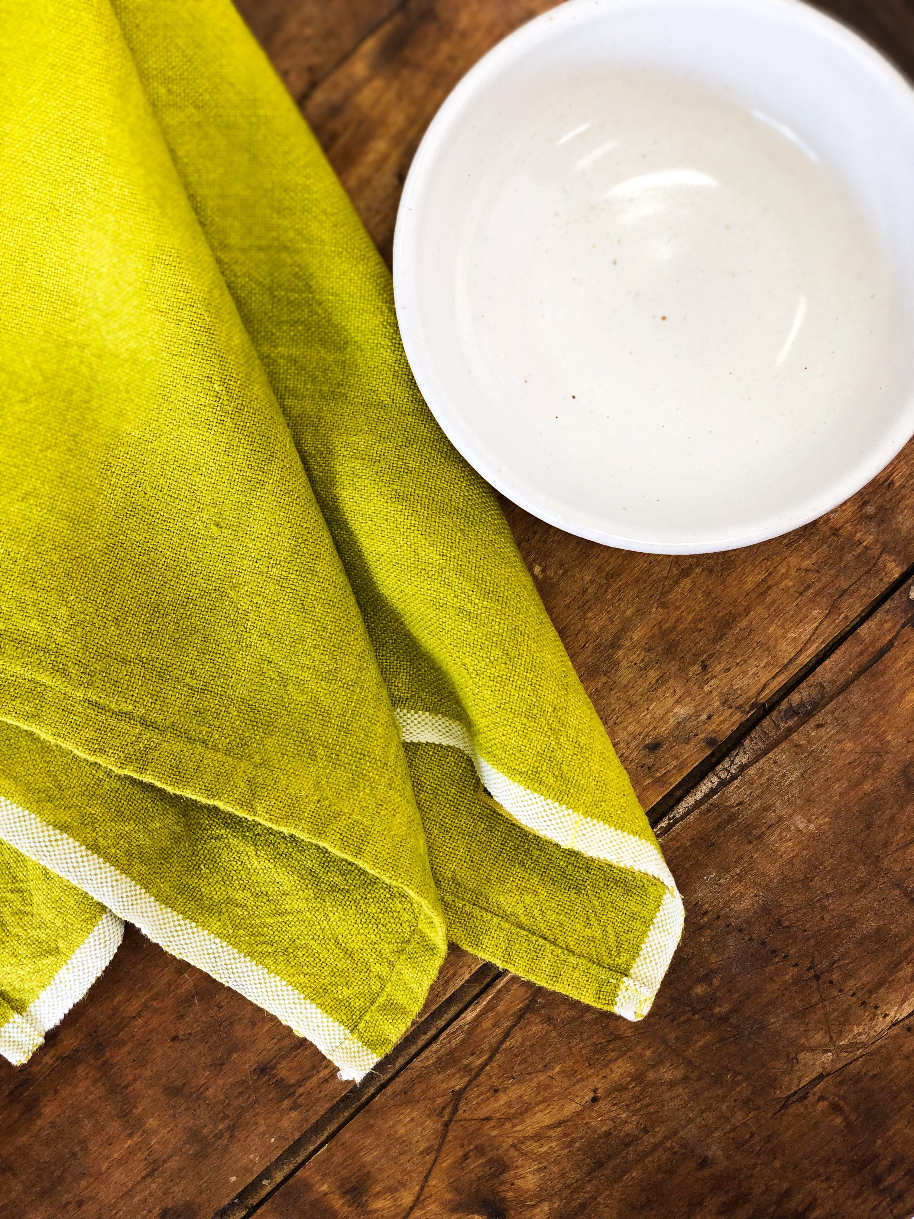 Chunky Linen Towels in Lime, Set of 2