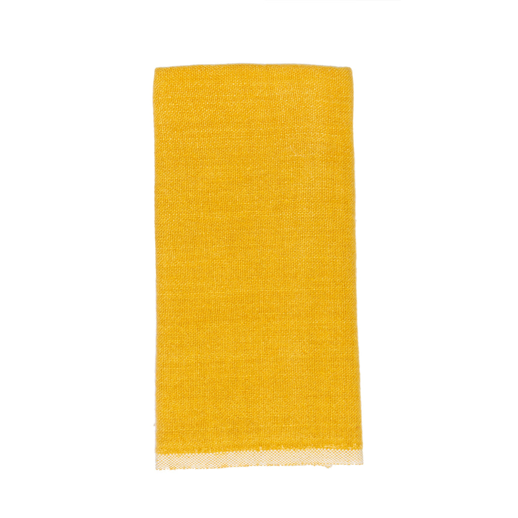 Chunky Linen Towels in Mustard, Set of 2