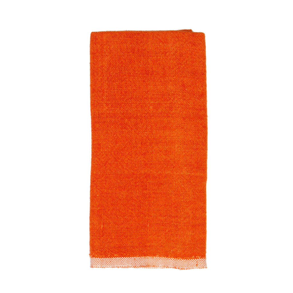 Chunky Linen Towels in Orange, Set of 2