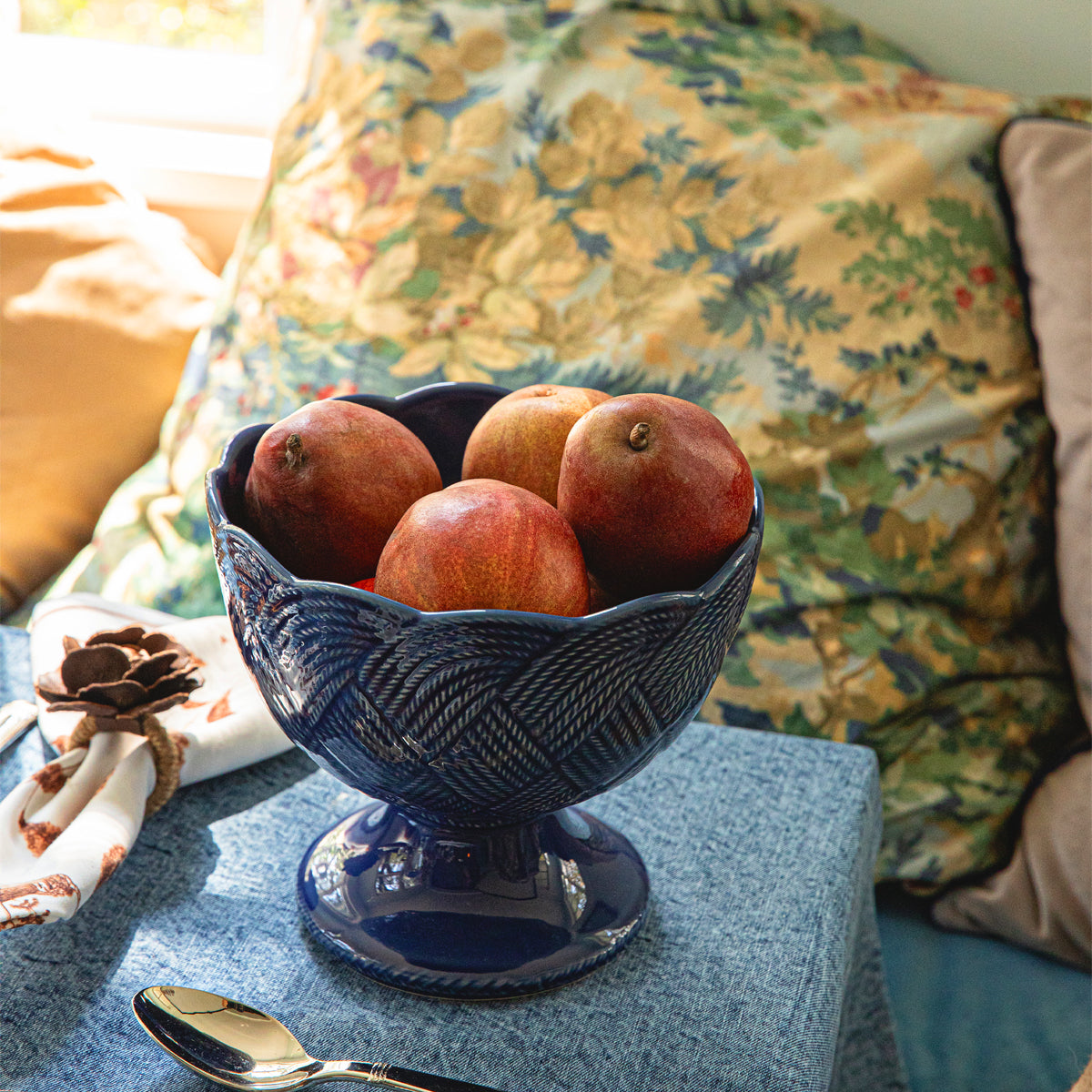 Le Panier Mystic Knot Footed Bowl in Denim