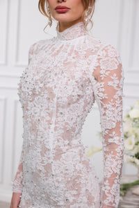 The Kiara Dress in White Chantilly Lace