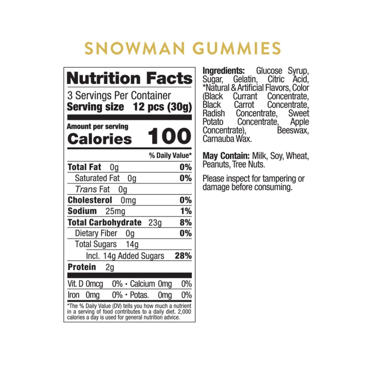 Snowman Gummies, 3-Piece Kit