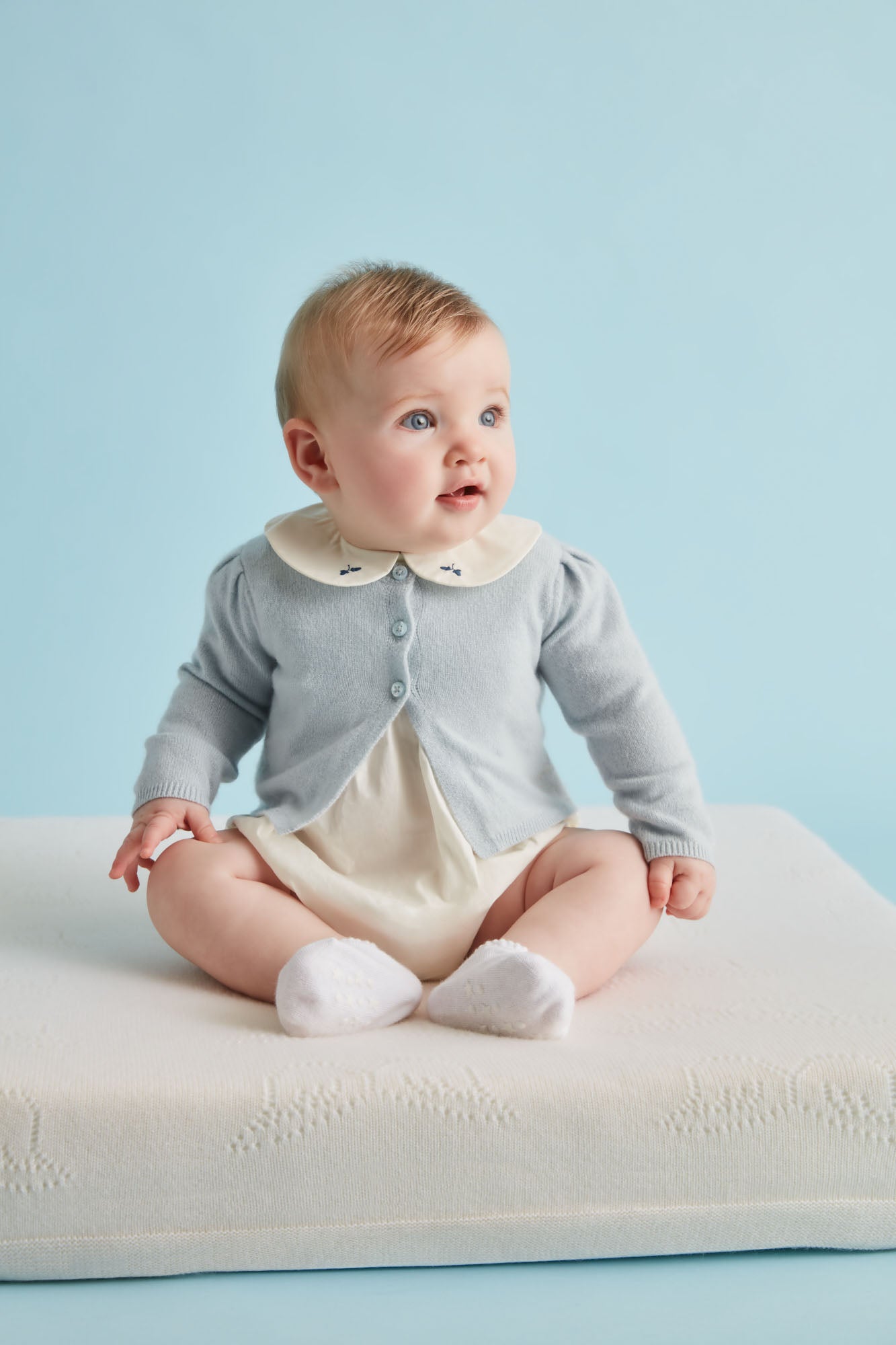 Cashmere Lurex Cardigan In Pale Blue