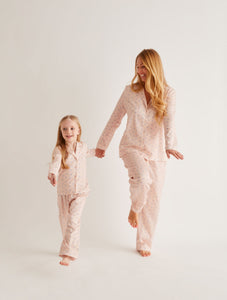Pink Love Heart Children's Woven Pajama In Pink