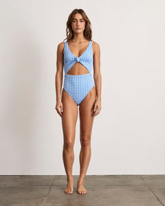 Kora One-Piece in Vista Blue & White