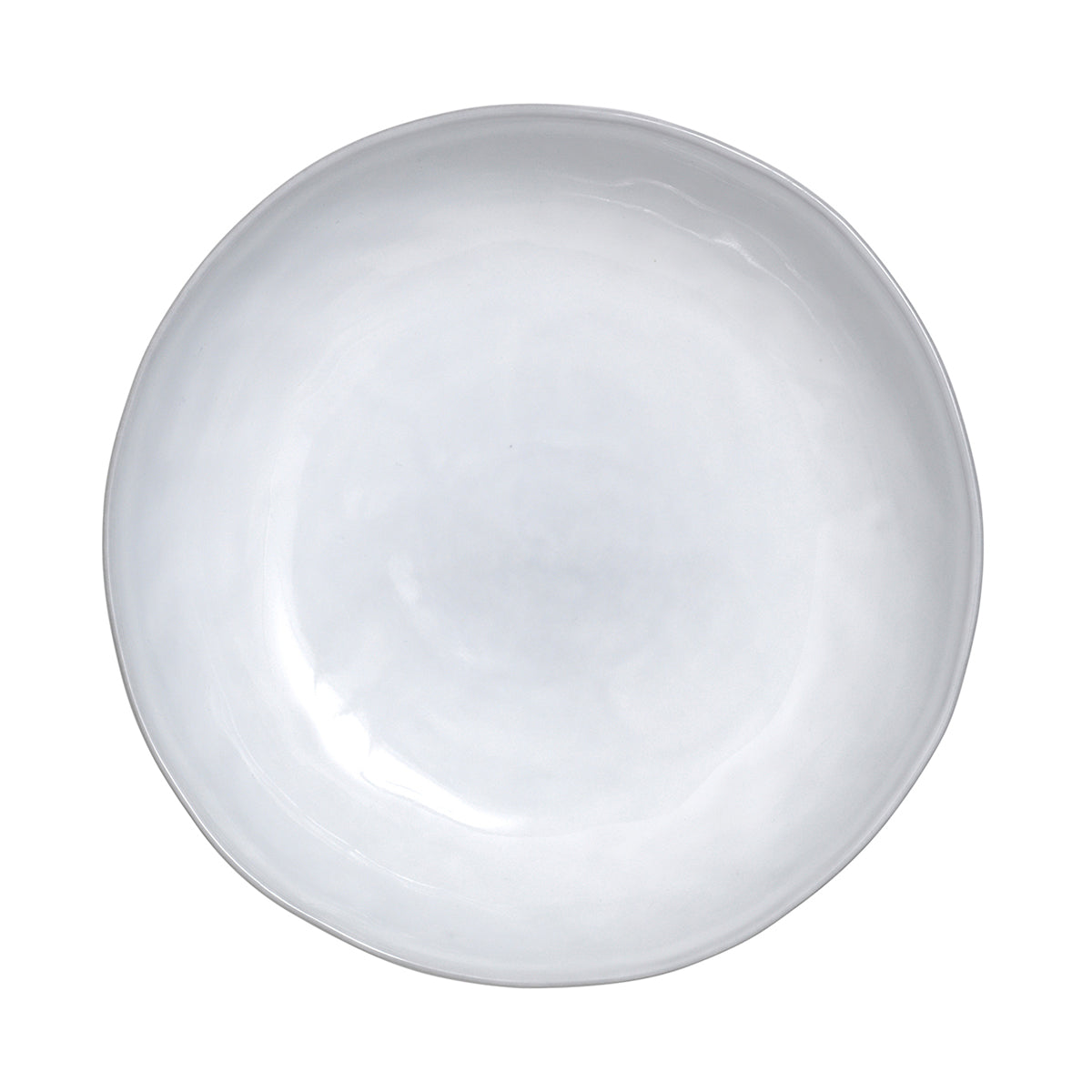 Overhead view of Quotidien Coupe Bowl showcasing irregular organic rim and glossy White Truffle glaze on white background