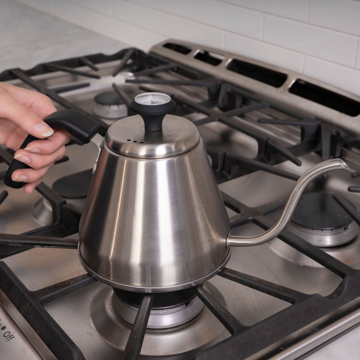 Stainless Steel Kettle w/ Beverage Thermometer 1.2L in Silver